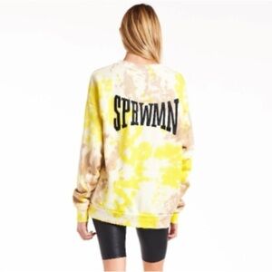 SPRWMN Oversized Sweatshirt Crewneck Lemonade Tie Dye 100% Cotton Fleece S